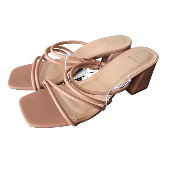 A New Day US Sz 7W Light Brown Blush Blakely Block-Heeled Sandals Strappy NEW - Picture 1 of 7